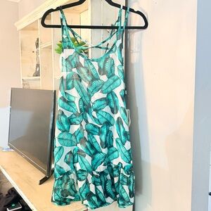 Miken Swim Sheer Tropical Palm Leaf Swim Cover-Up Dress – Size M – NWT